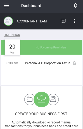 1-800Accountant Android Dashboard