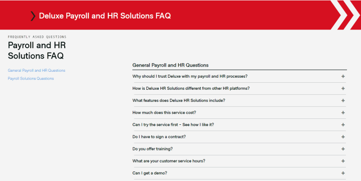 Deluxe Payroll FAQ Page
