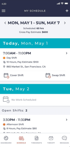 Deluxe Payroll Mobile Schedule