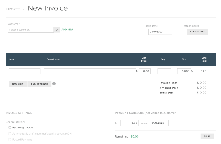 FINSYNC New Invoice