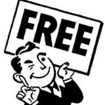 Cartoon showing free sign