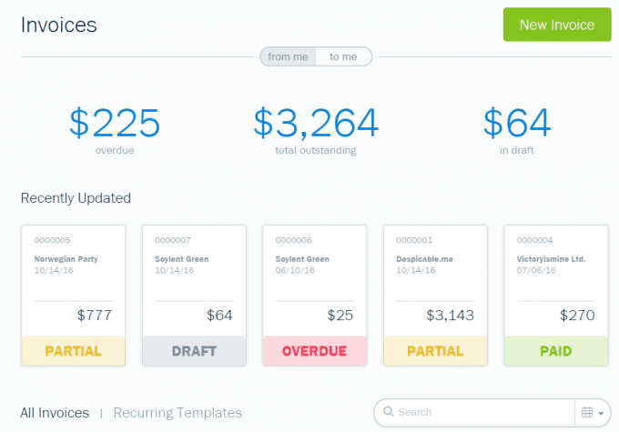 Invoicing Screen in FreshBooks