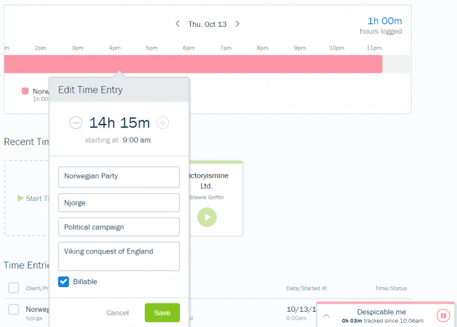 Time Tracking in FreshBooks