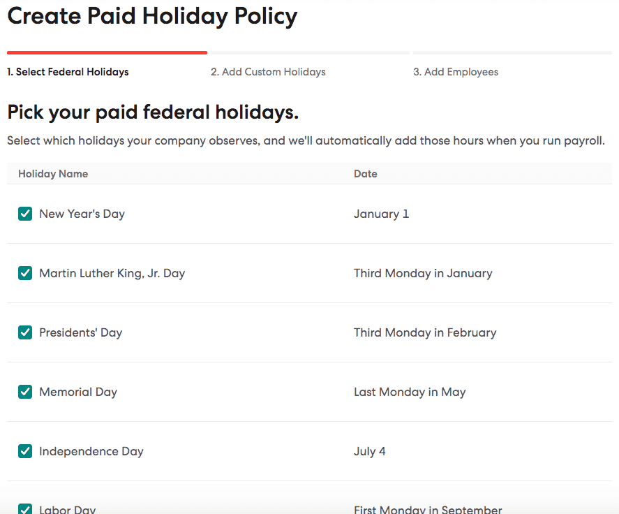 Gusto Holiday Policy