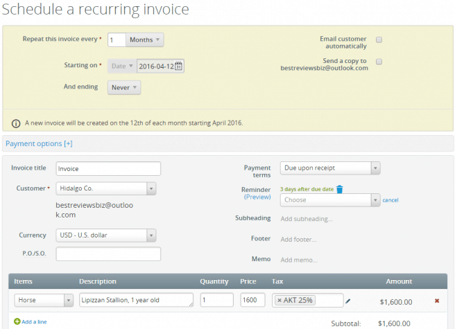 Invoicing on a Recurring Basis
