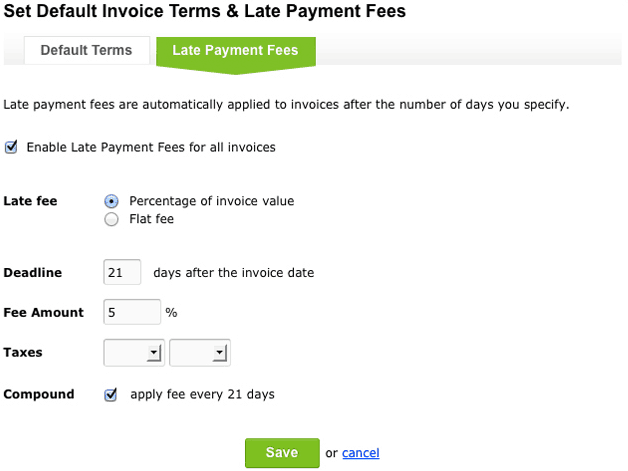Setting up Late Payment Fees
