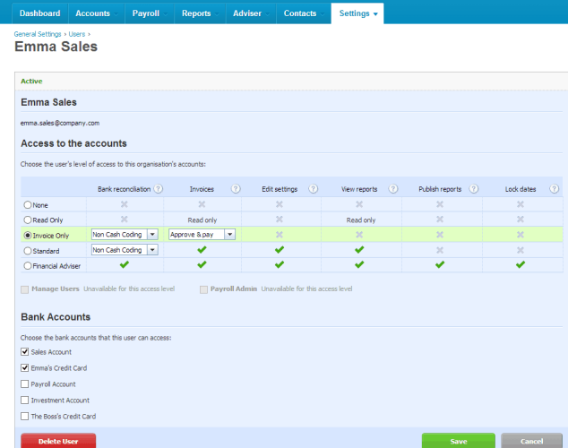 Setting up User Permissions in Xero