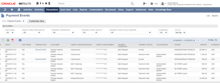 Oracle NetSuite Transactions
