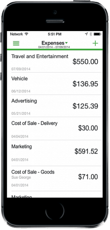 Recording expenses in Sage One app