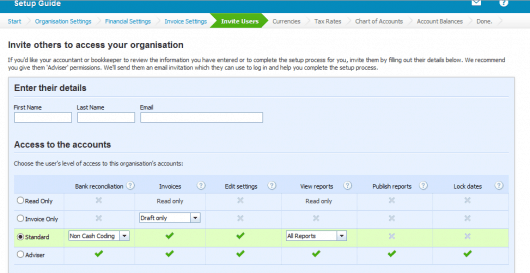 User management in Xero online accounting software